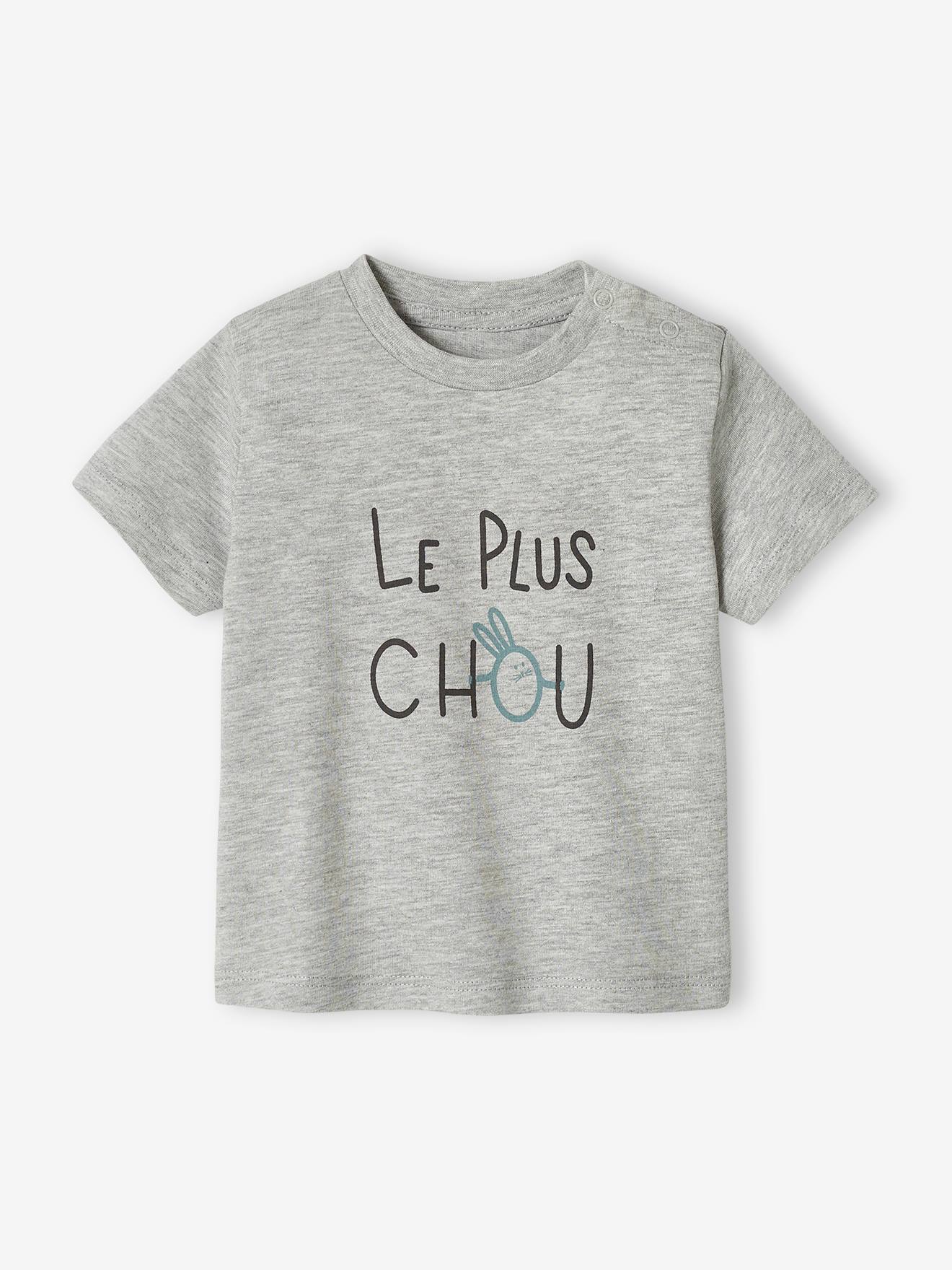 Camiseta estampada para bebê menino, cinza mesclado