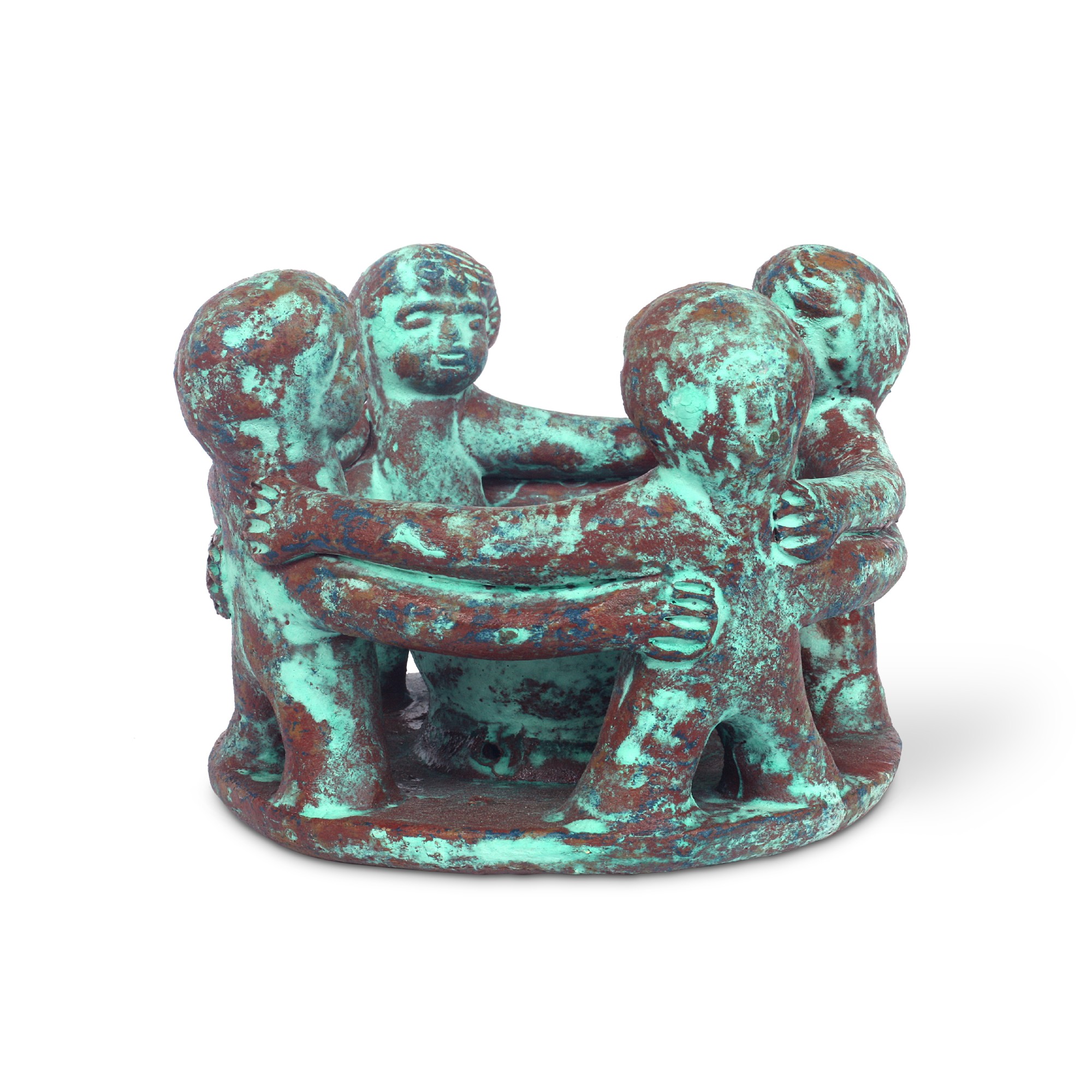 Kerzenhalter 'Friendship Circle 4', braun, grün, Ø 14 cm, H 11 cm von fischer's lagerhaus