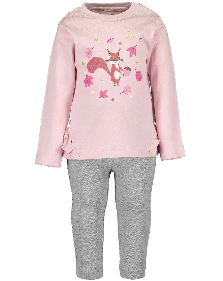 Langarmshirt SQUIRREL – GOLDEN DOT mit Leggings in rosa
