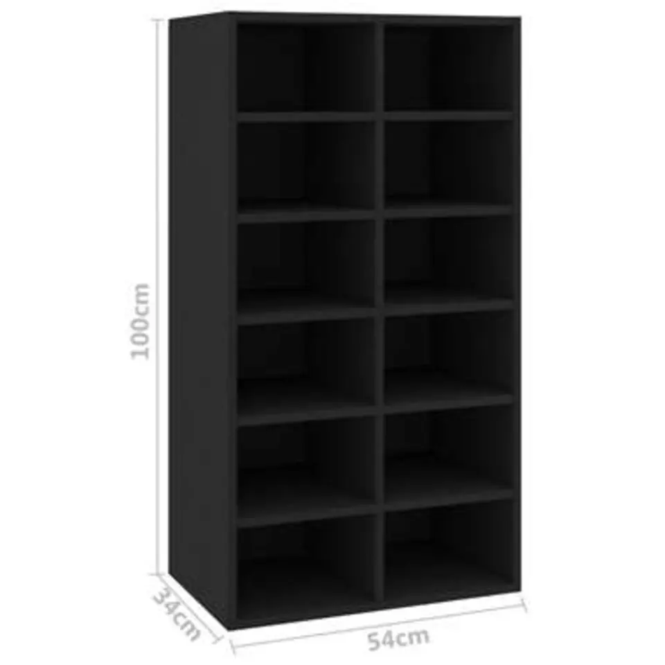 vidaXL - Schoenrek - Zwart - Bewerkt hout