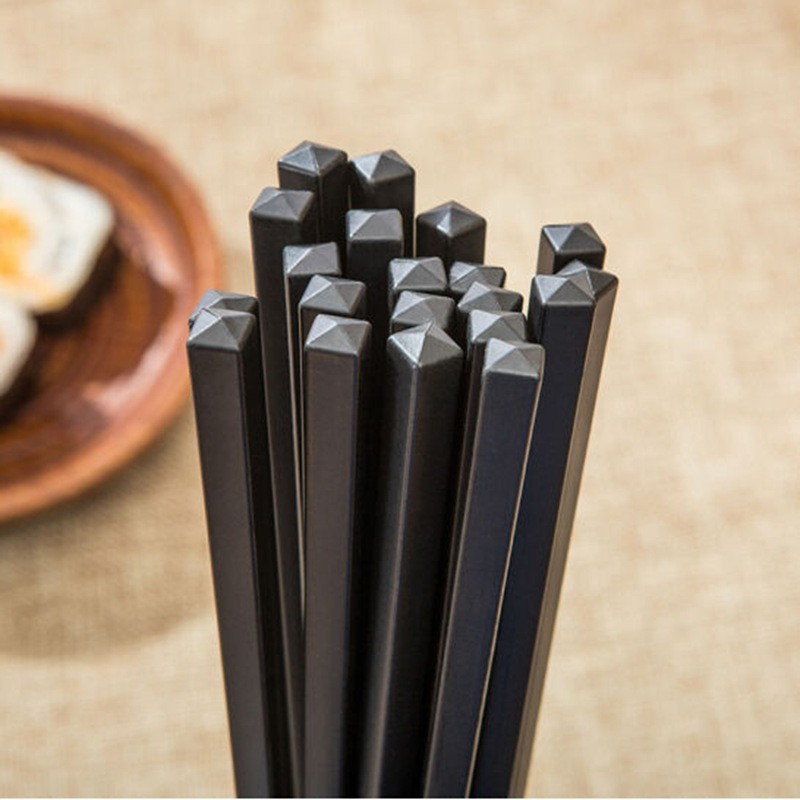 (10 Paar) 24cm Essstäbchen Chinesische Chopsticks Asiatisches Besteck Japanische Hashi - Schwarz