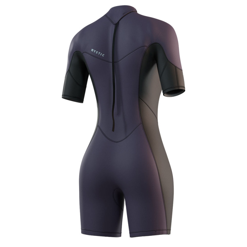 Shorty neoprene femme mystic brand flatlock ss 3-2 backzip violet