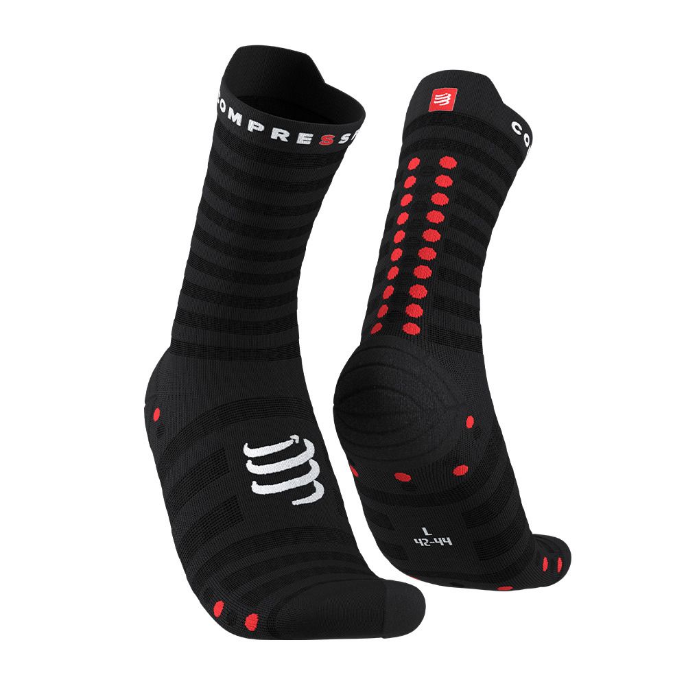 Compressport PRO RACING V4.0 ULTRALIGHT RUN HIGH - Chaussettes black/red