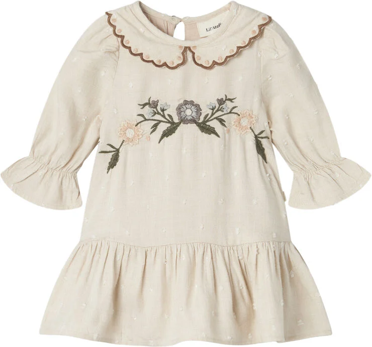 Lil' Atelier NBFSAFRON LS BODY DRESS LIL Pumice stone