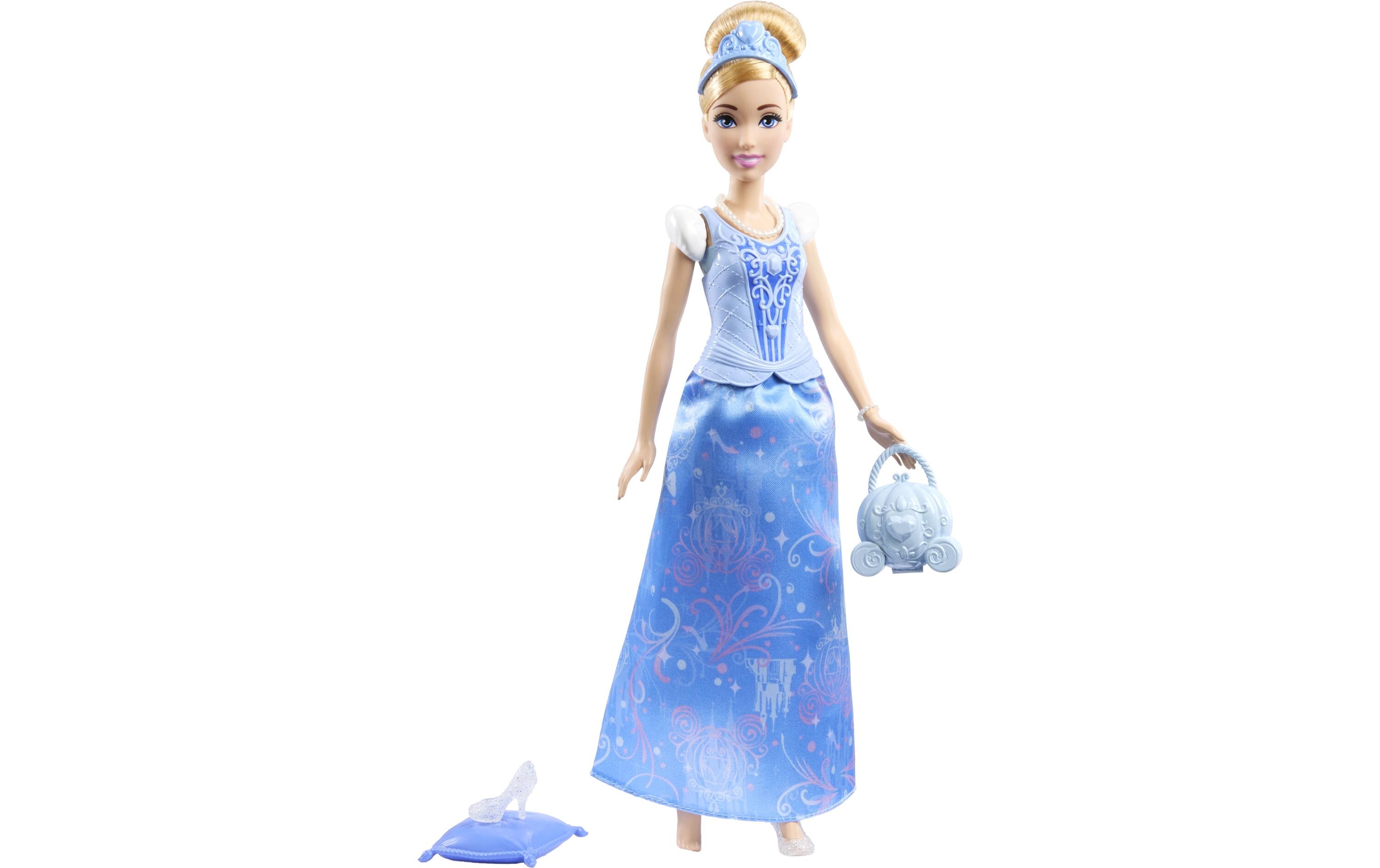 Spielset 2-in-1-Geschichten Cinderella-ModepuppePuppe mit 2 Oberteilen zum Anklipsen, 2 Röcken und 9 Accessoires