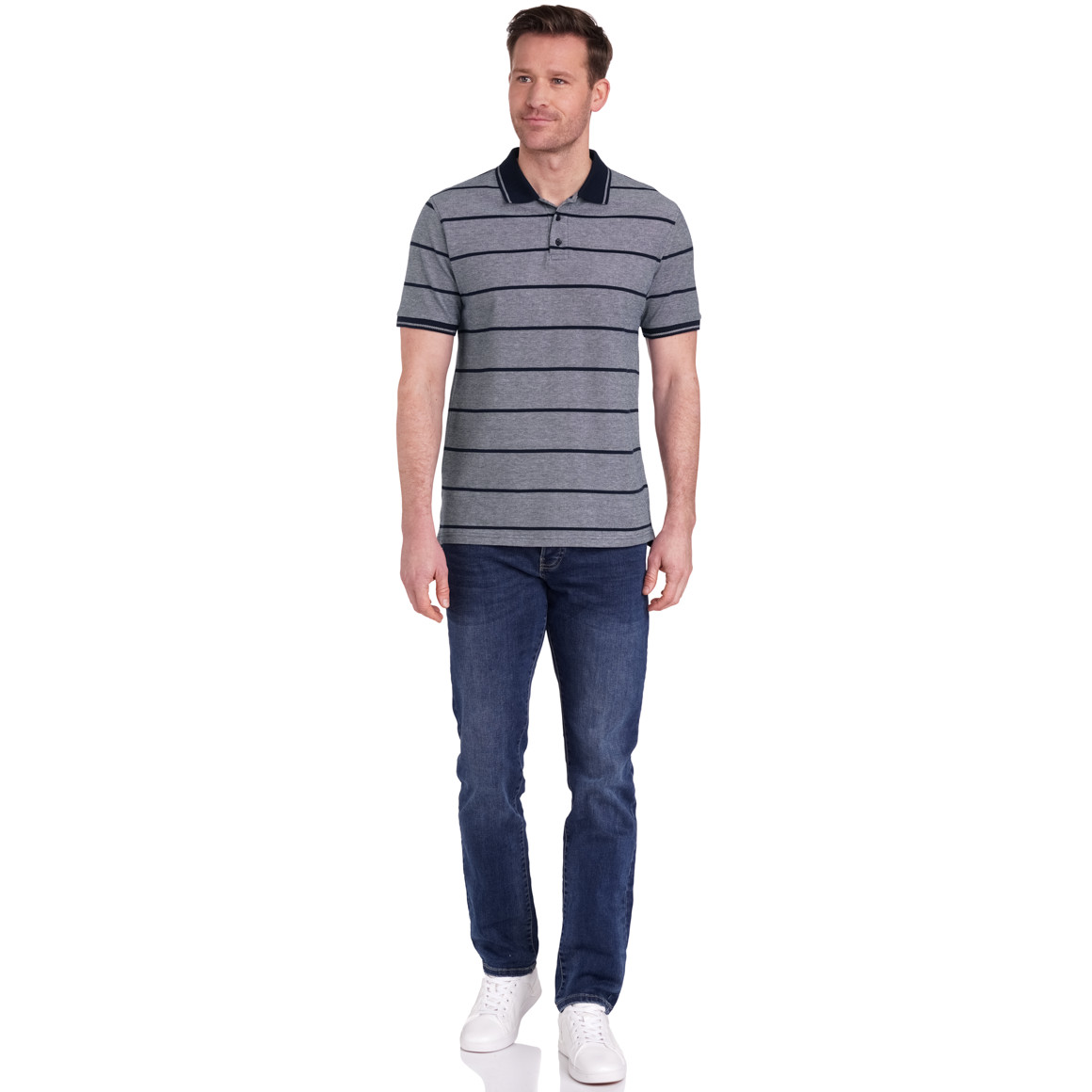 VanVaan Herren Poloshirt mit Streifen dunkelblau