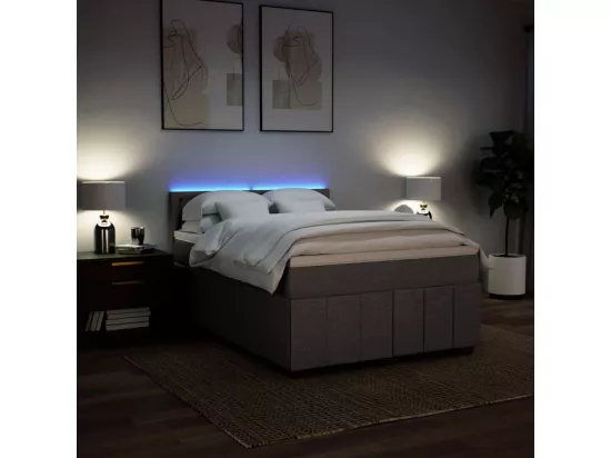 Sommier à lattes de lit avec matelas Taupe 140x190 cm Tissu