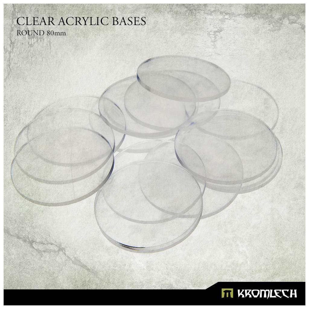 Clear Acrylic Bases: Round 80mm (10)