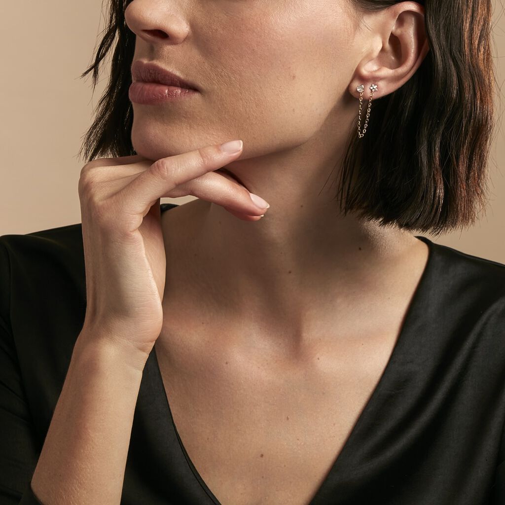 Bijoux D'oreilles Candia Or Jaune Oxyde De Zirconium