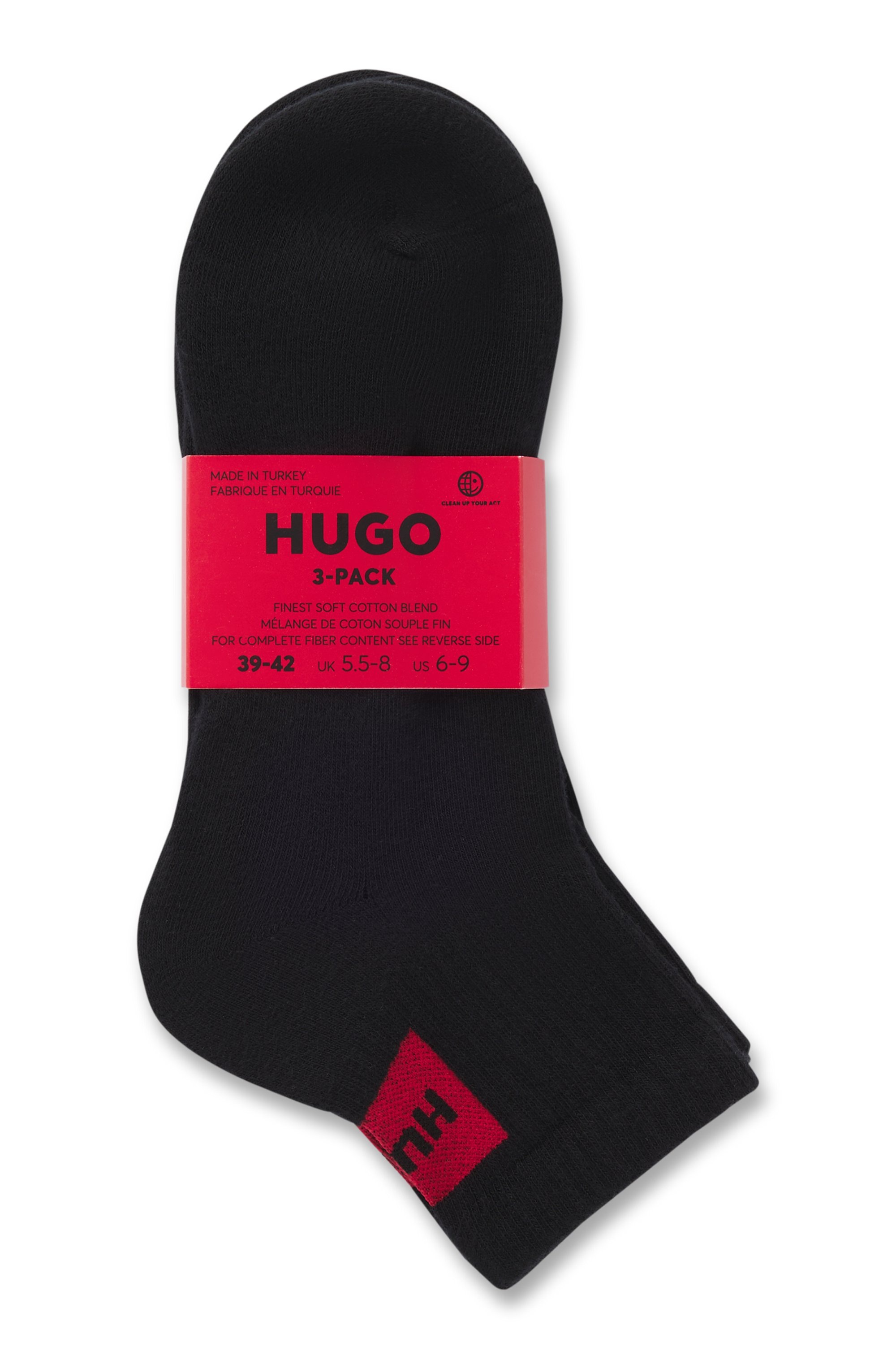 HUGO Underwear Freizeitsocken Packung, 3er, 3 Stk. tlg. mit kontrastfarbenem HUGO Logo