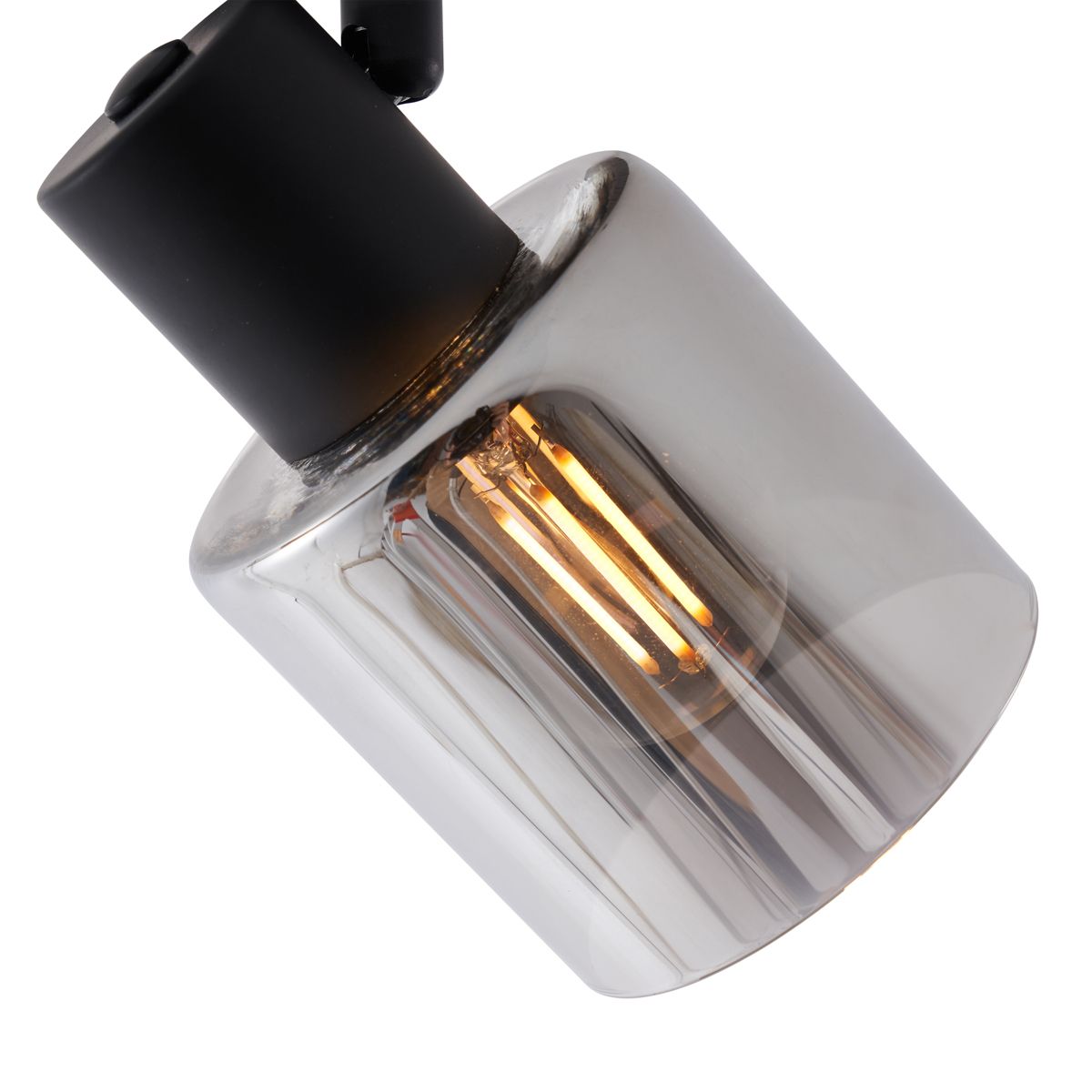 Moderne plafondlamp zwart met smoke glas rond - Cilin