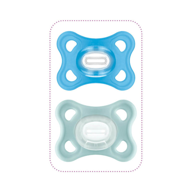 2 sucettes Comfort 2-6 mois Silicone Bleu - MAM