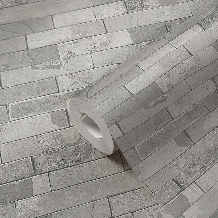 Papier peint Vinyle Intissé GoodHome Smara gris clair