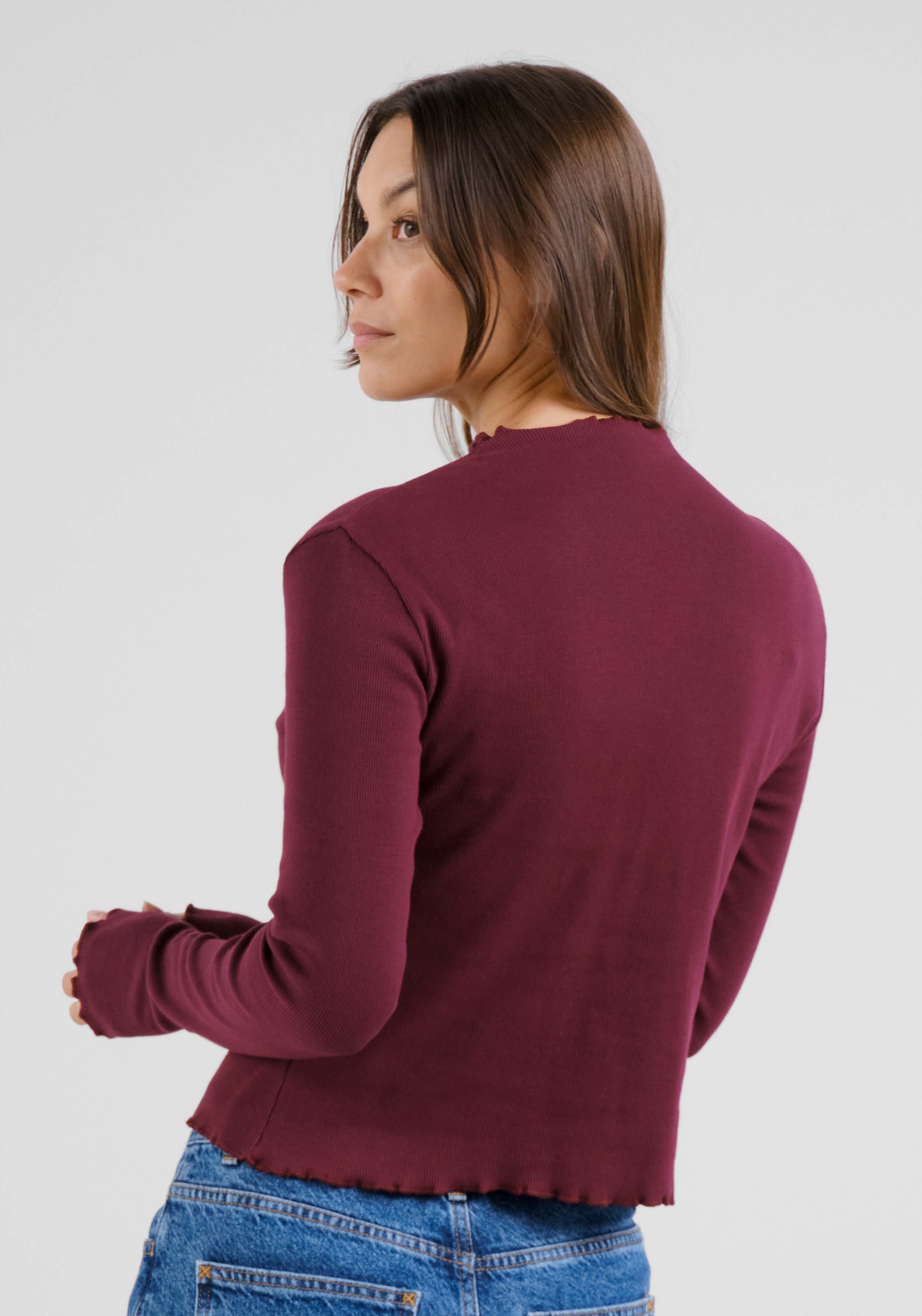 Dedicated Langarmshirt Ryd Rib Top Fig Red