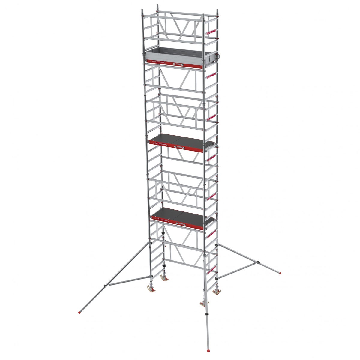 Altrex MiTower PLUS Rolsteiger, 1-persoonsmontage, aluminium met breed vezeldekplatform 0,75 x 1,72 m, werkhoogte 6,20 m