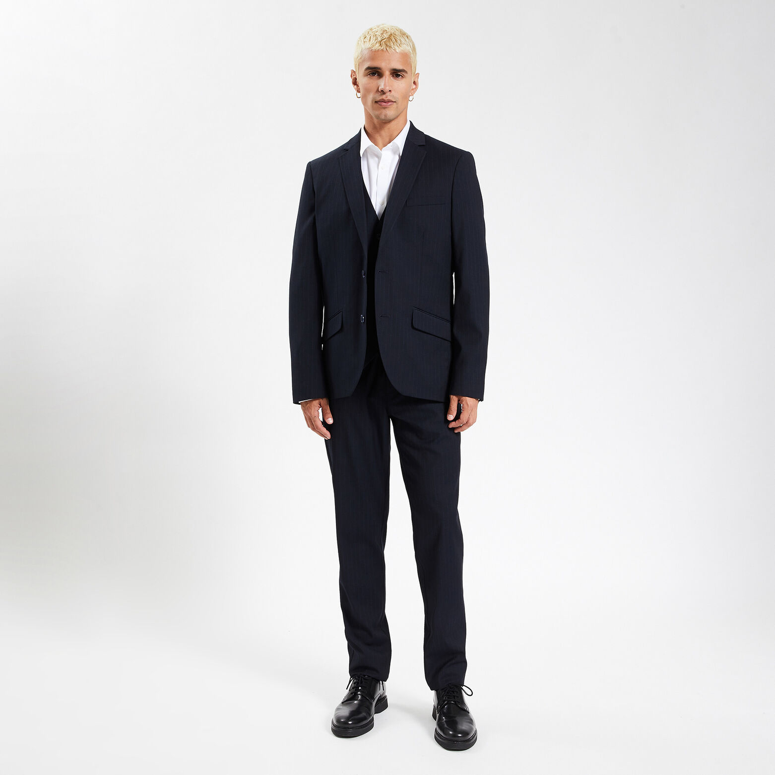 Pantalon chino slim à rayures Bleu foncé