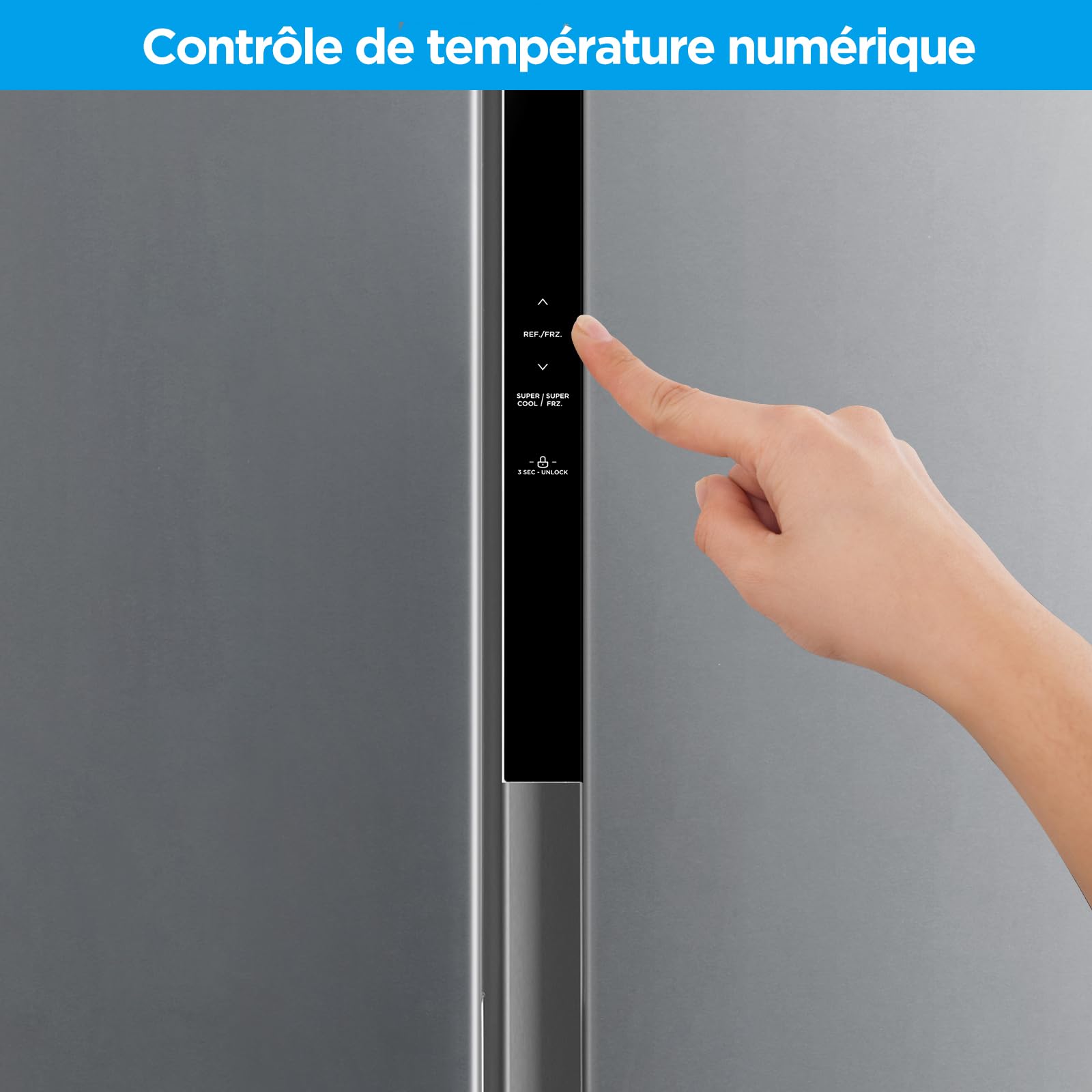Comfee' RCS609IX2 Réfrigérateur-Congélateur Américan/No Frost/Compresseur Inverter/Hauteur 177,5 cm/460 L(271+189) de Réfrigération/Double contrôle/Su