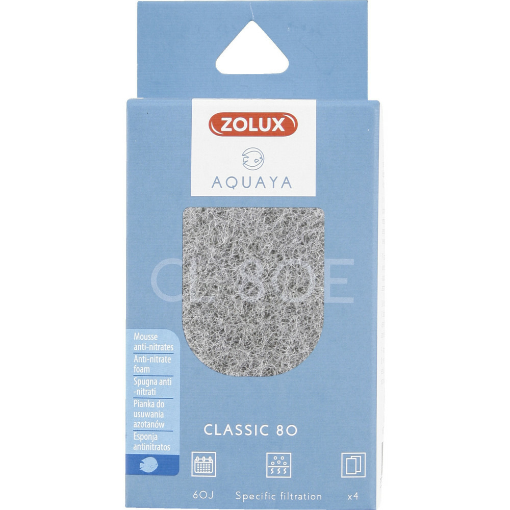 Filtre pour pompe classic 80, filtre cl 80 e mousse anti nitrates x 4 pour