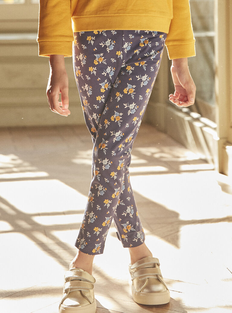 Legging bleu marine à imprimé fleuri