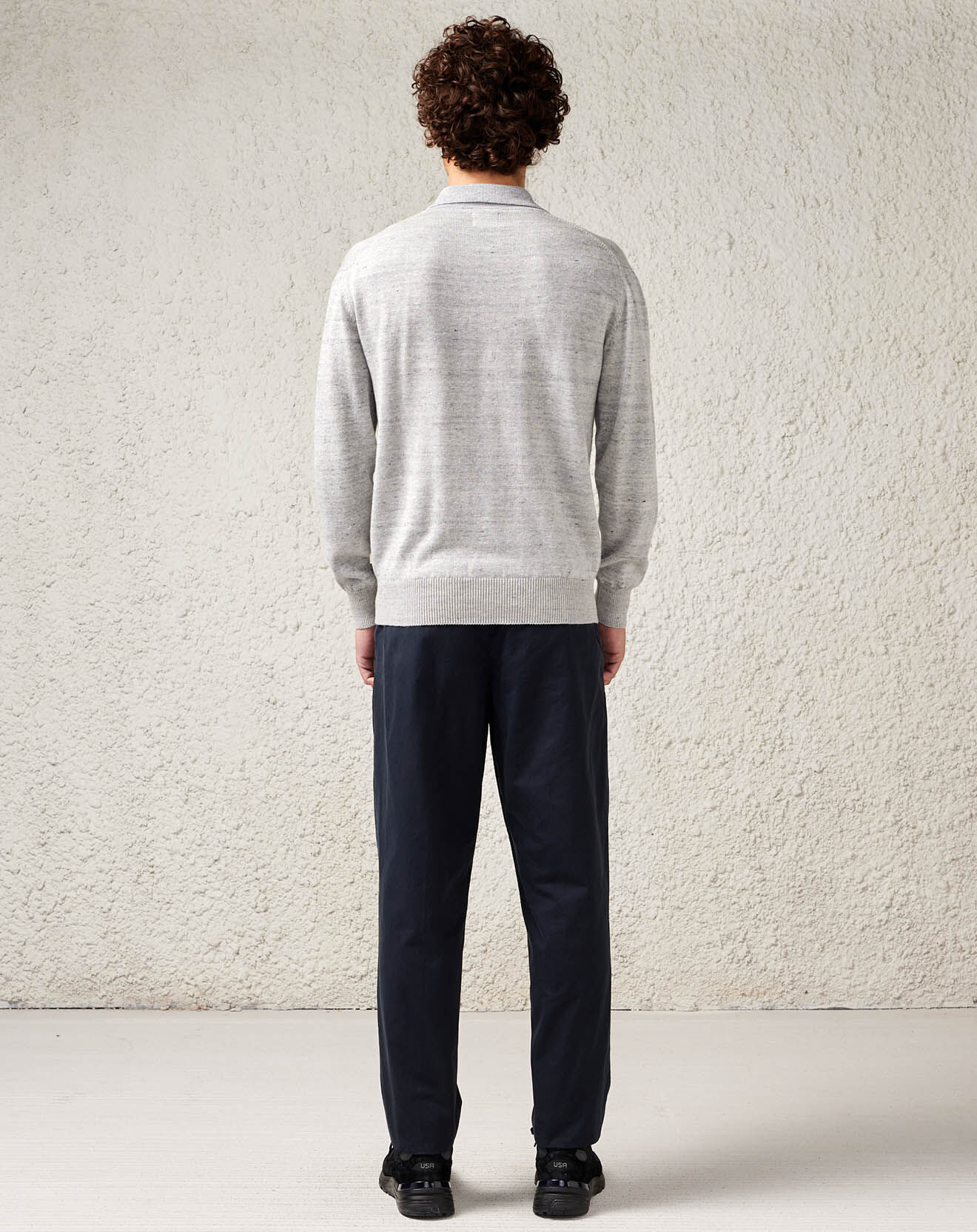 Bellerose Pull façon polo en Coton, Lin & Laine Neppem gris clair