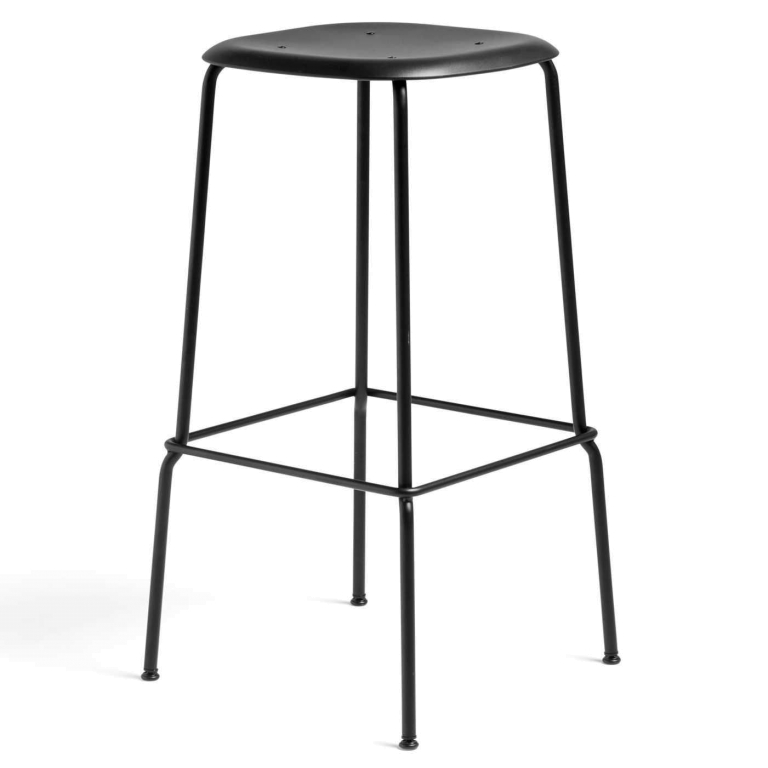 Hay Soft Edge 85 barkruk 75cm zwart gepoedercoat onderst zwart