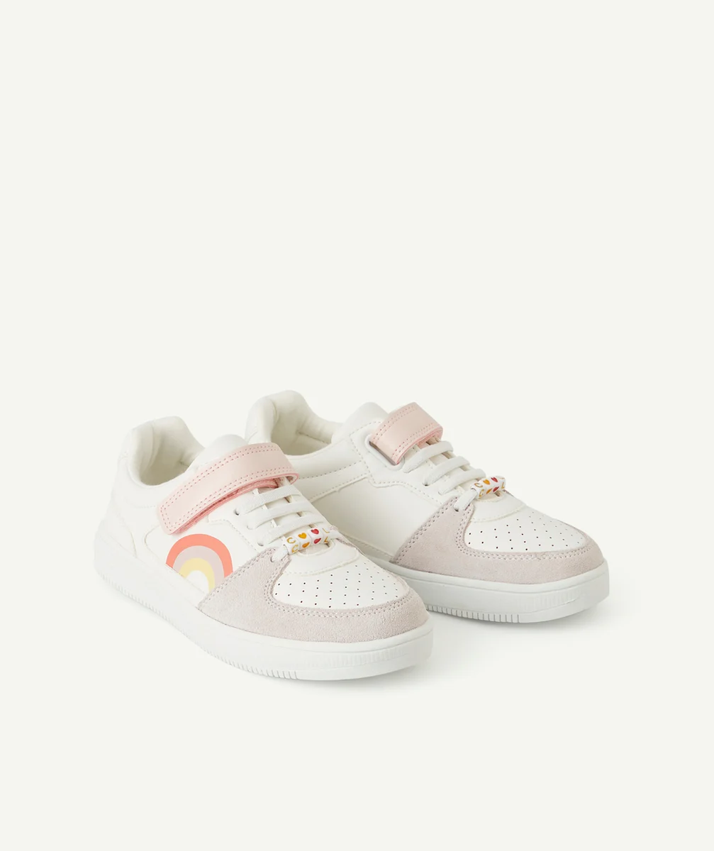 BASKETS BASSES FILLE BLANCHES AVEC ARC-EN-CIEL