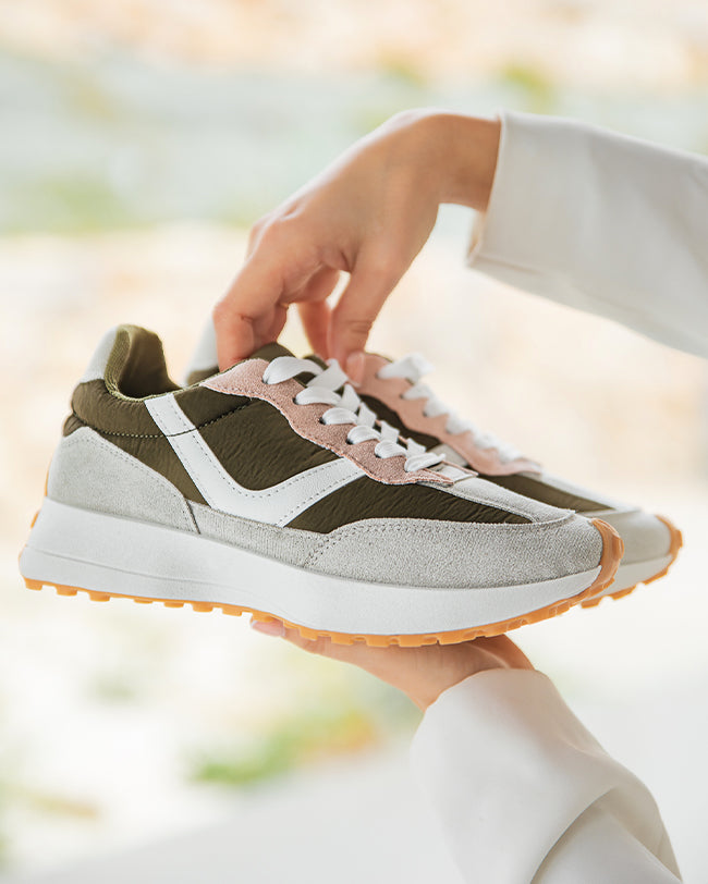 Basket femme kaki sport à lacets - Giorgia
