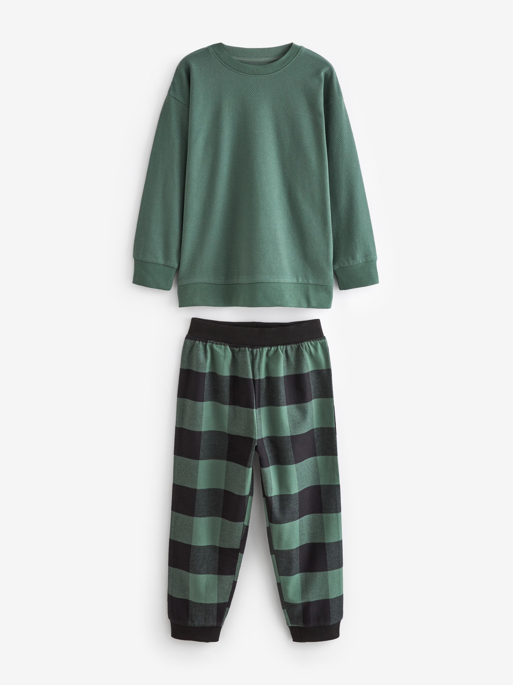 Blauw/Groen/Bruin - Verpakking van 3 geweven geruite pyjama's (3-16 jr)
