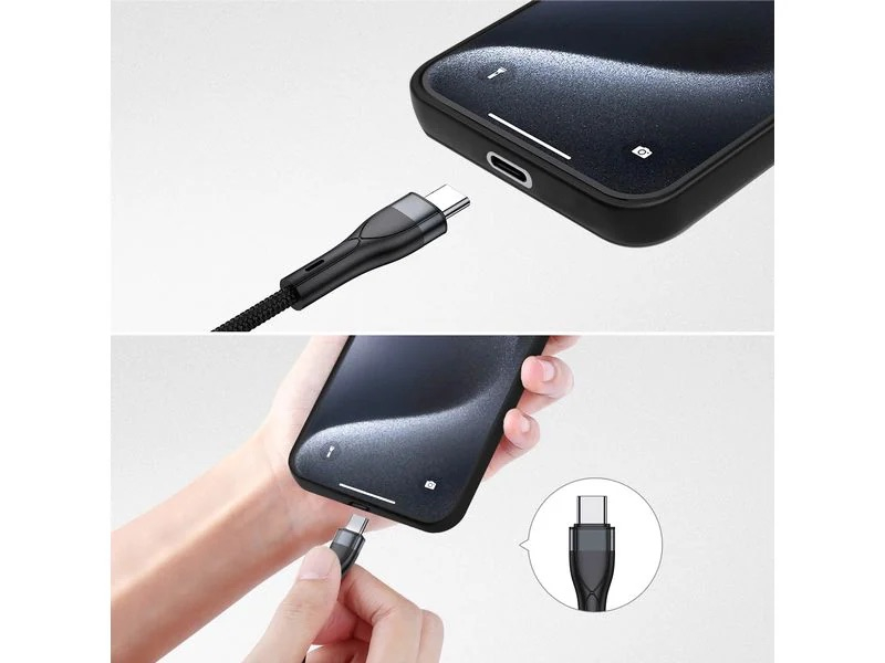 (1.2m) 15W 4in1 USB C / USB A auf 2x USB C / Lightning / Micro USB Ladekabel Nylon Datenkabel Power Delivery (541023) - Schwarz