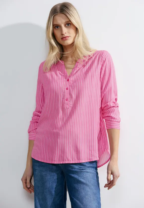 Viskose Streifenbluse - pink sorbet