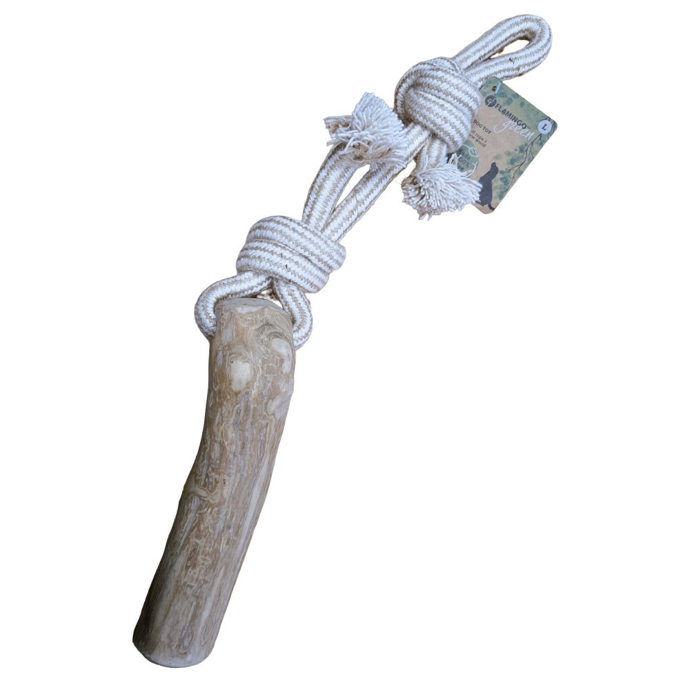 Jouet corde à tirer avec bâton à mâché green java 51 cm l pour chien