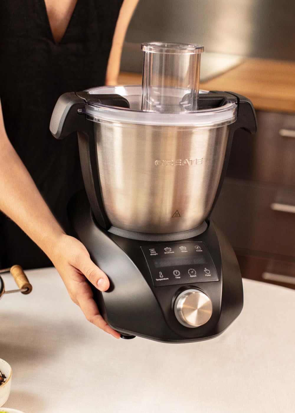 CREATE/CHEFBOT COMPACT CONNECT/Intelligente Multifunktionsküchenmaschine mit Dampfgareinsatz / 3.5L Fassungsvermögen, 24 Automatikprogramme, 10 Geschwindigkeiten + Turbofunktion, 1200W