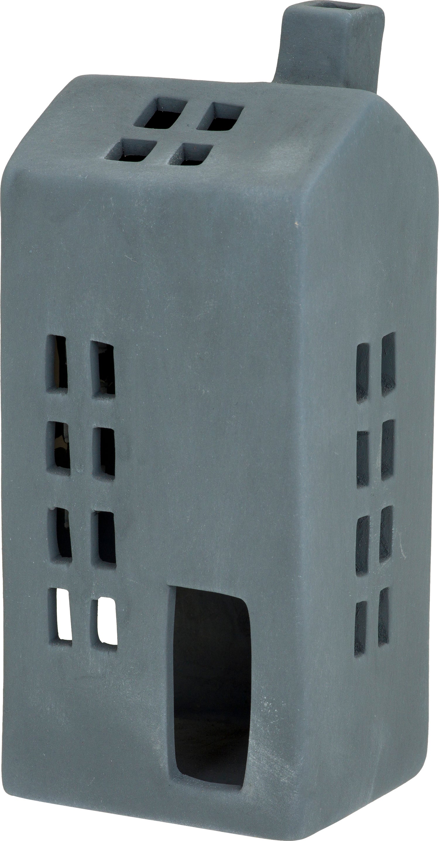 Cosy@Home waxinelichthouder huis grijs 7,5 x 6,3 x 17,2 cm