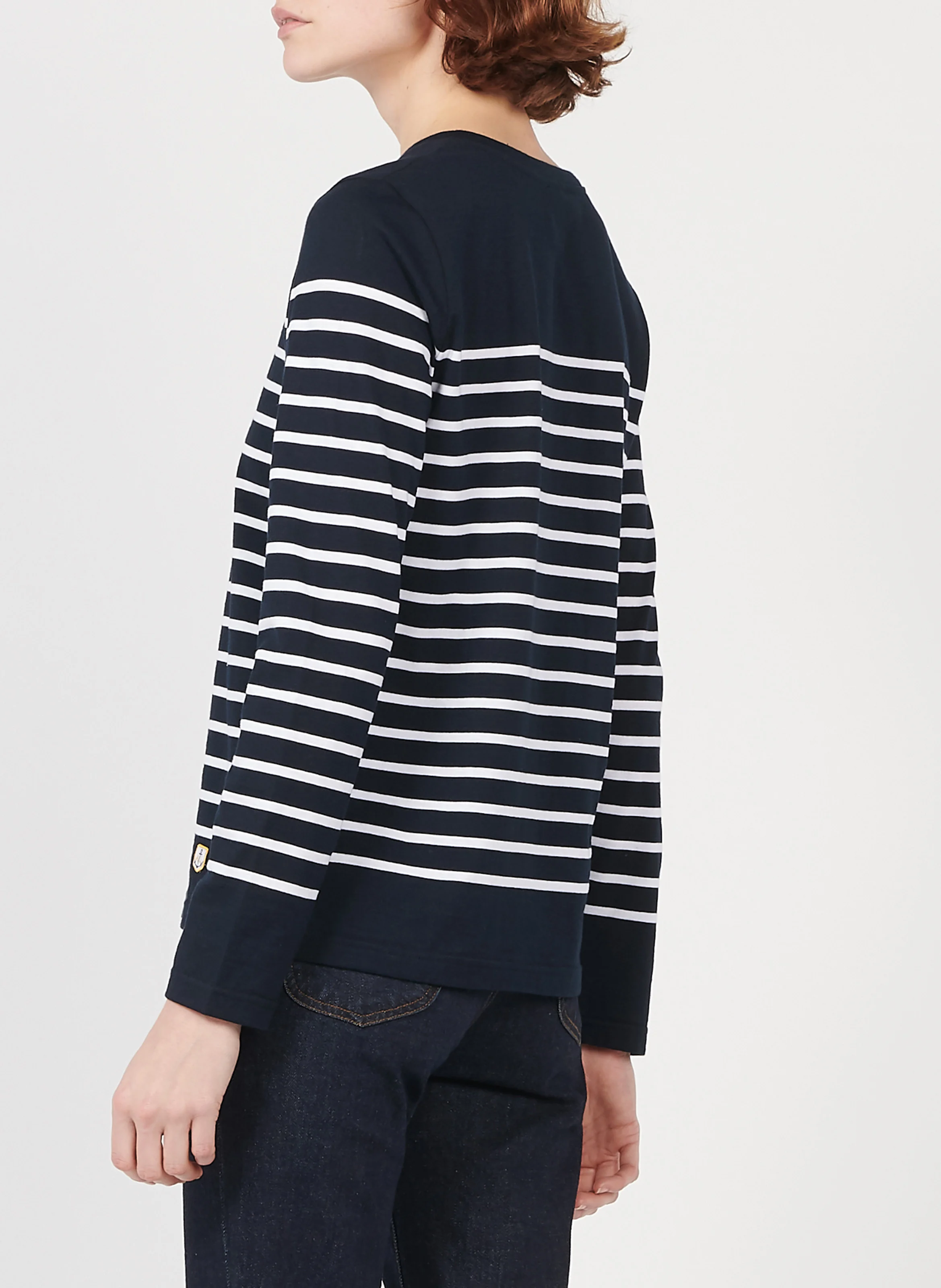 Marinière col rond en coton | Bleu
