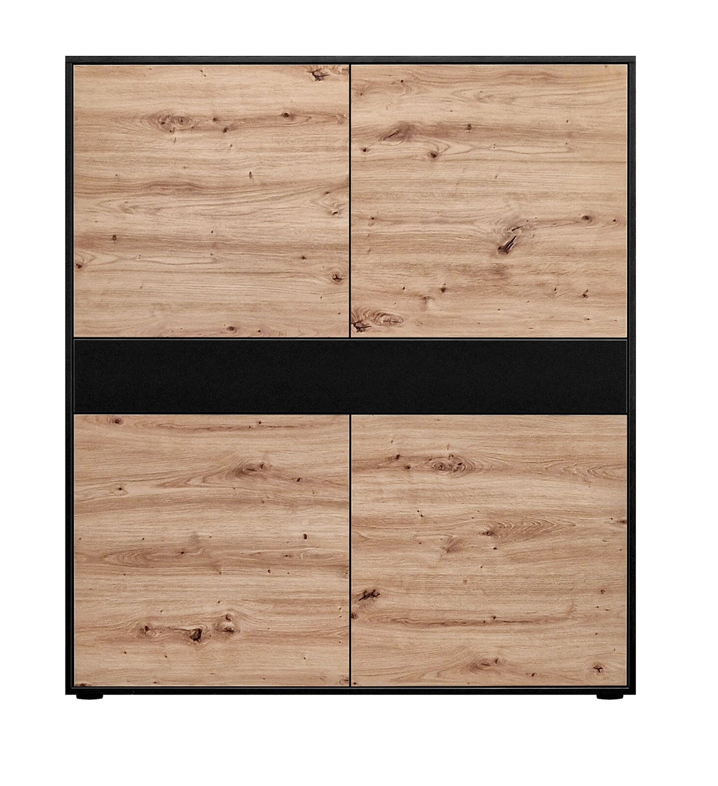 Highboard JOHN 120 x 120 cm Schwarz/ Eiche Artisan Oak