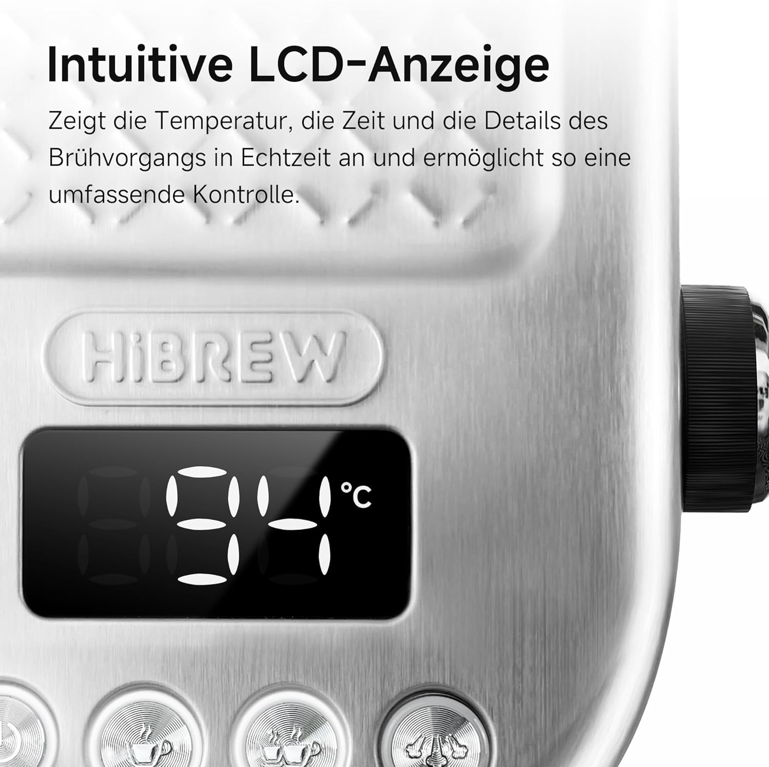 HIBREW Programmierbare Espressomaschine, H10B, gebürsteter Edelstahl, einstellbare Temperatur und Tassenvolumen, Dampfreiniger für Milchaufschäumer