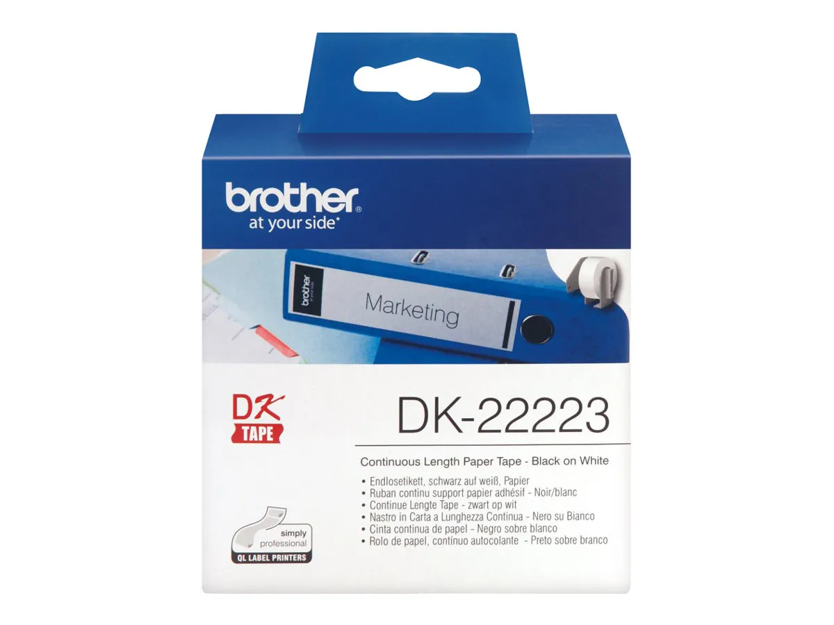 Brother DK-22223 - Papir - sort på hvid - Rulle (5 cm x 30,5 m) 1 rulle(r) fortløbende mærkater - for Brother QL-1050, 1060, 1110, 500, 550, 560, 570, 580, 600, 650, 700, 710, 820