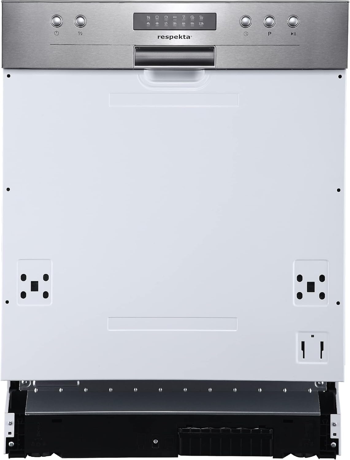 Respekta Spülmaschine teilintegriert 60 cm / Einbau-Geschirrspüler mit 6 Programmen / Startzeitvorwahl / 12 Maßgedecke / LED -Display / GSP60TIDM