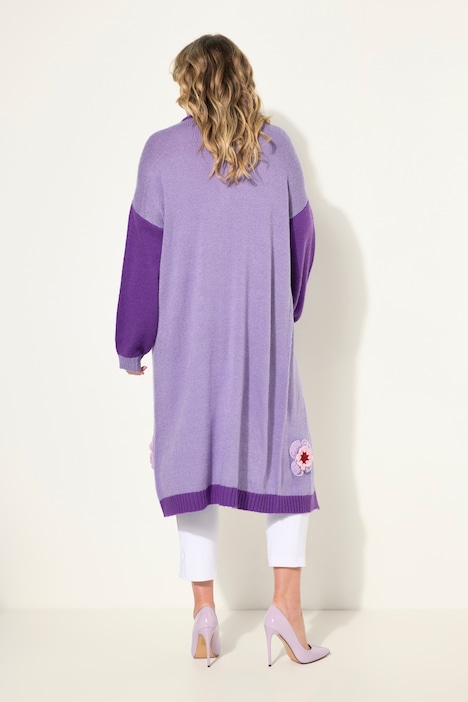 Strickjacke, Straight Fit, Blüten-Streifen, Langarm