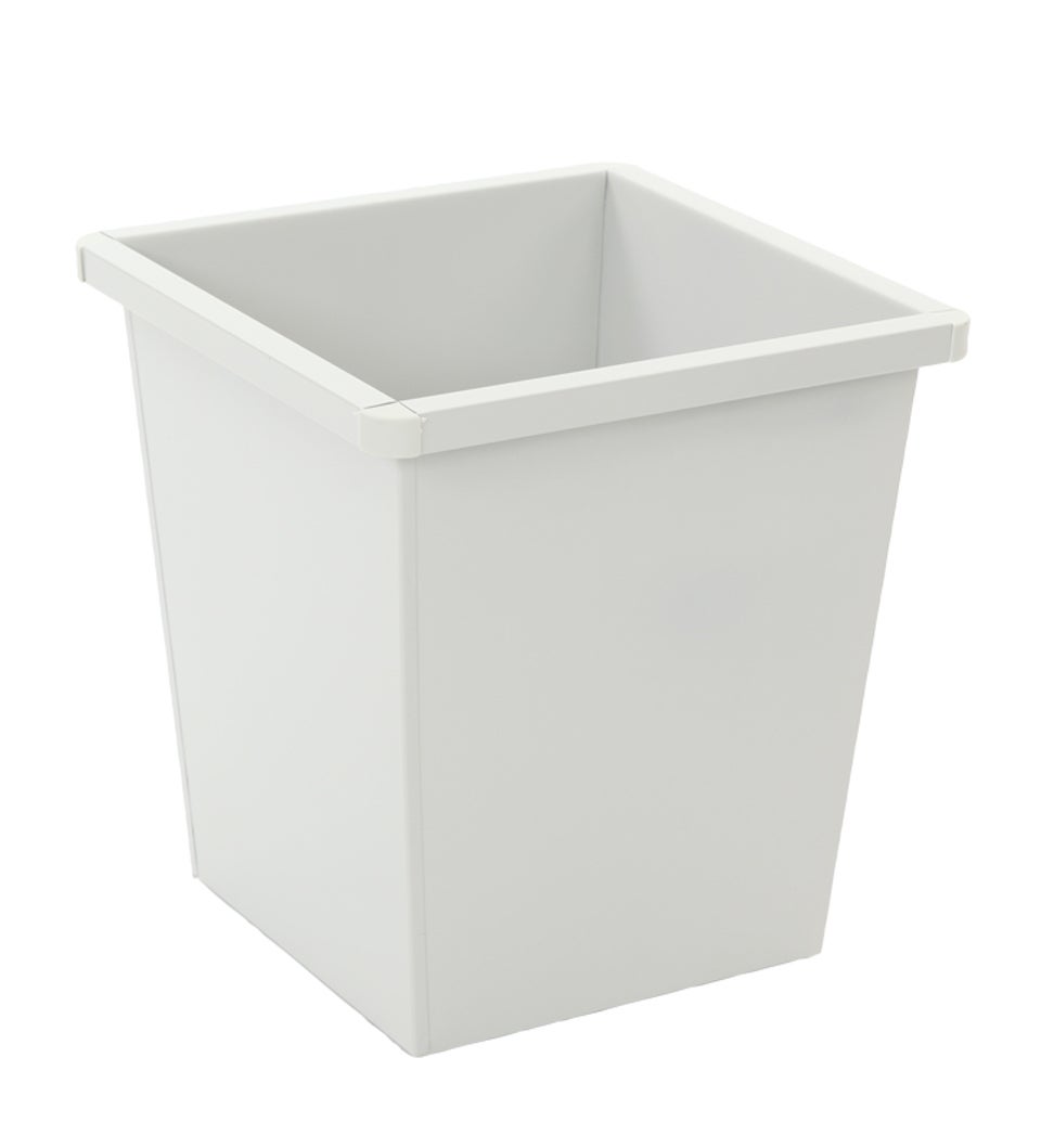 PROREGAL Vierkante metalen afvalbak met kunststof hoekbeschermers, 27 liter, afmetingen (H x B x D): 36,1 x 34,2 x 34,3 cm, grijs