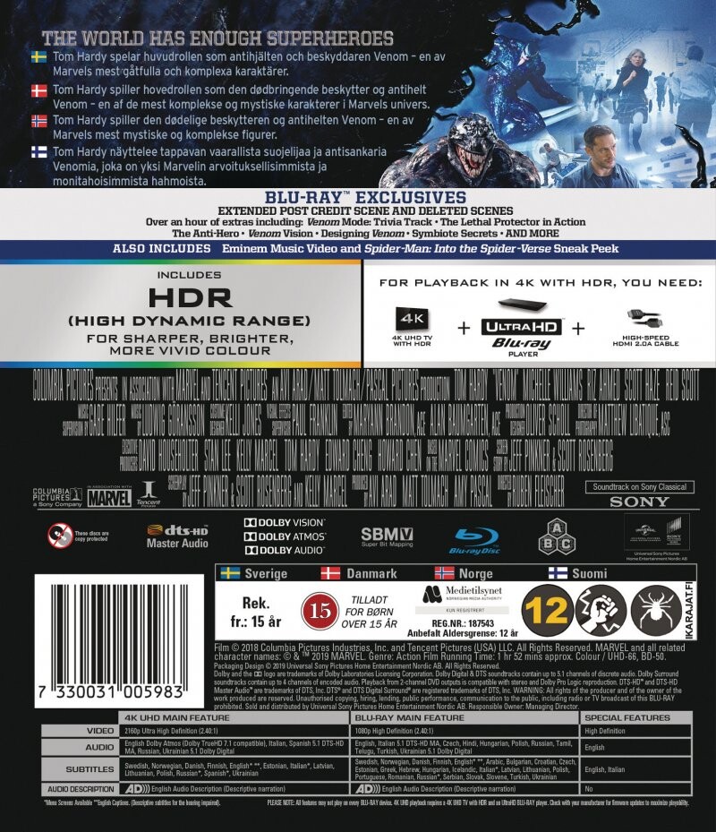 Venom 1 - 4K Ultra HD Blu-Ray