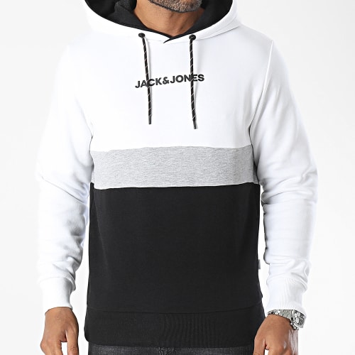 Sweat Capuche Reid Blocking Noir Blanc Gris Chiné