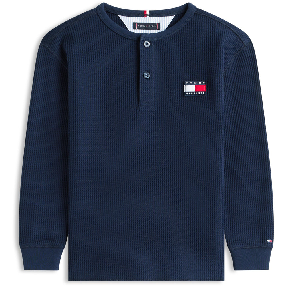Køb Tommy Hilfiger Dark Night Navy Heritage Henley Waffle Tee Ls