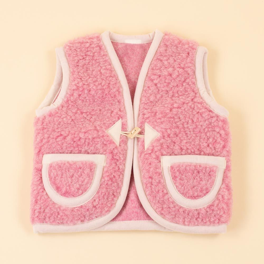 Moonrise kids wollen vestje met knoopje roze