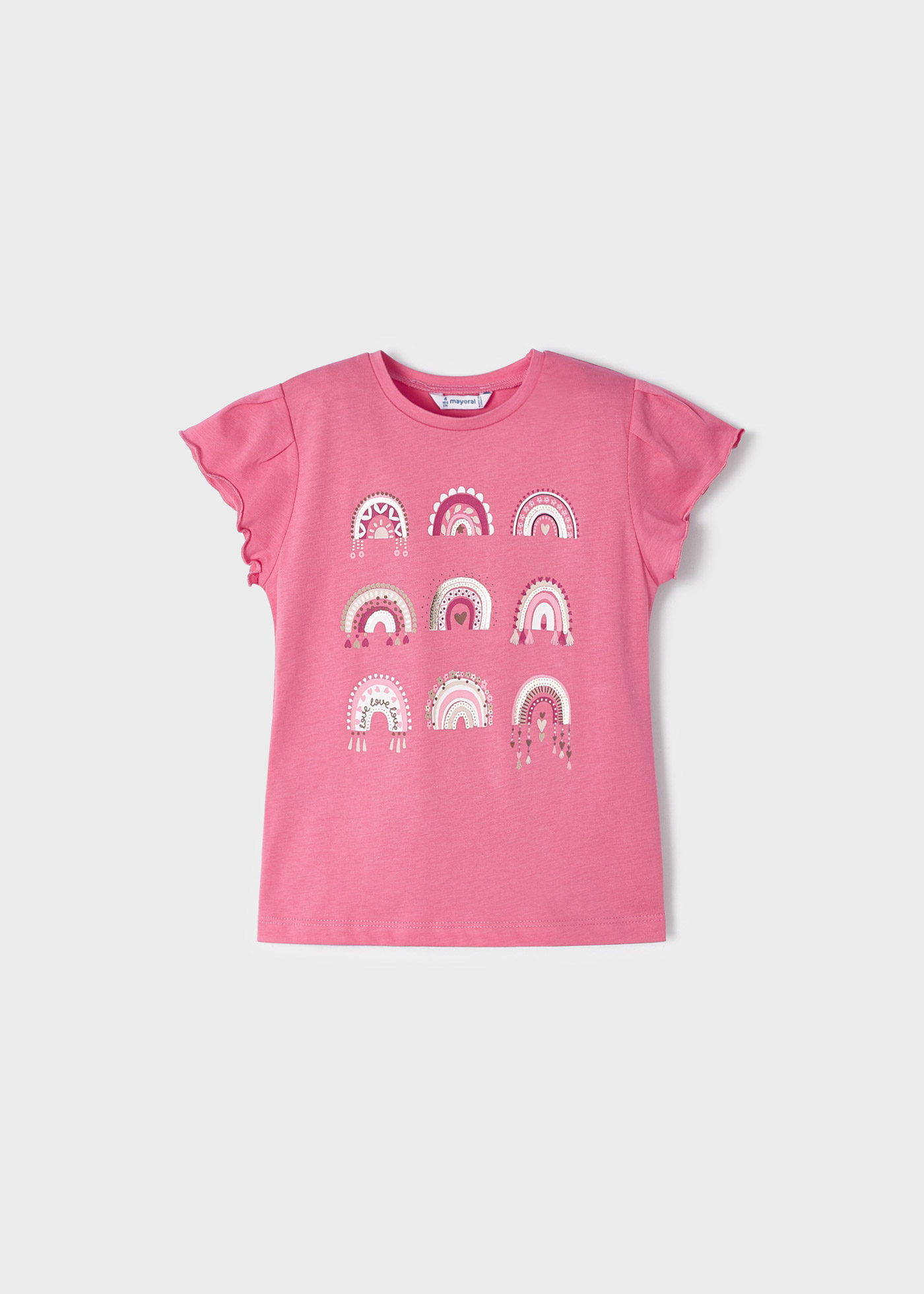 Camiseta de manga curta para meninas, feita de algodão sustentável.