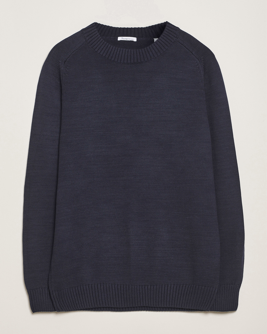 KnowledgeCotton Apparel Plain Knitted Cotton Crewneck Night Sky