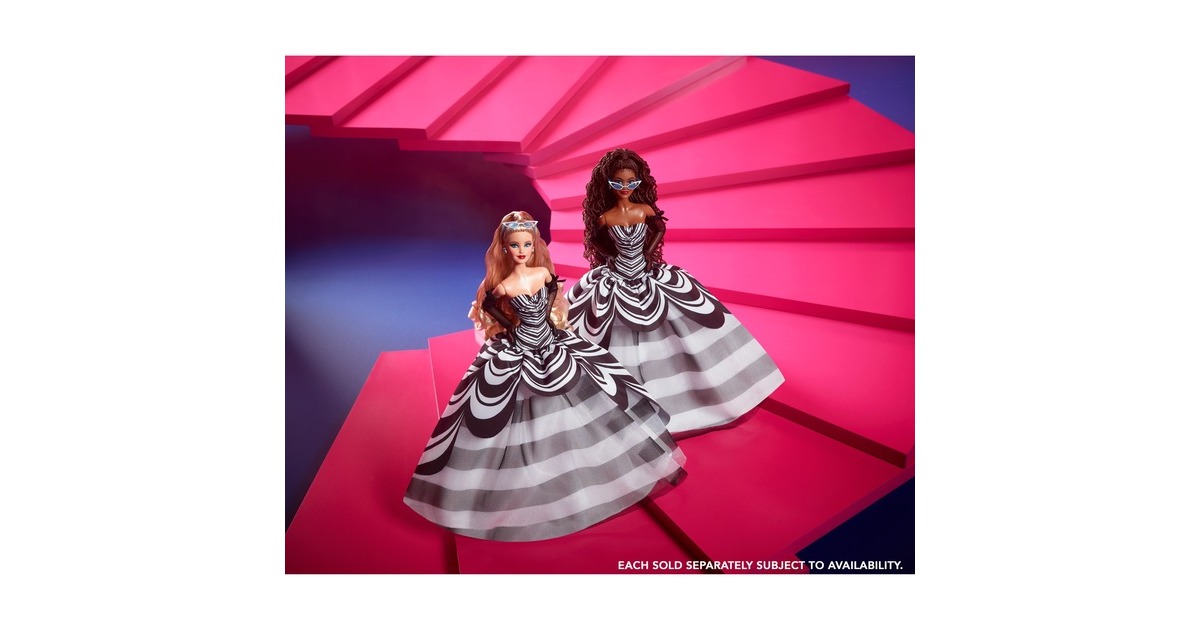 BarbieSignature - 65th Anniversary Collectible - Brown hair, black and white gown Pop  (65e verjaardag)