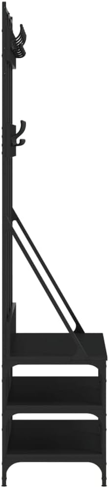 vidaXL Kleiderständer, Garderobe mit Schuhablage, Freistehend Garderobenständer Standgarderobe, Flurgarderobe Kleideraufbewahrung, Schwarz