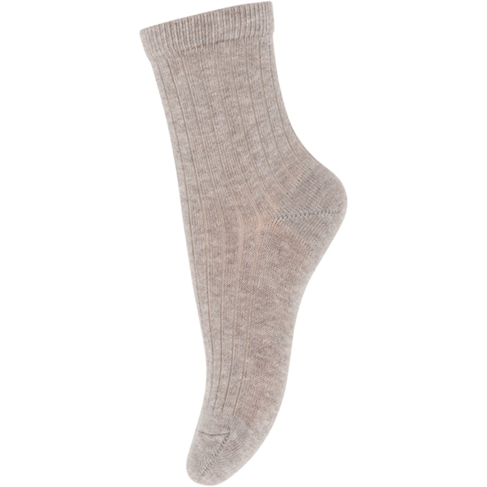 Køb MP Danmark 7080 Bomuld Rib Strømper 489 Light Brown Melange
