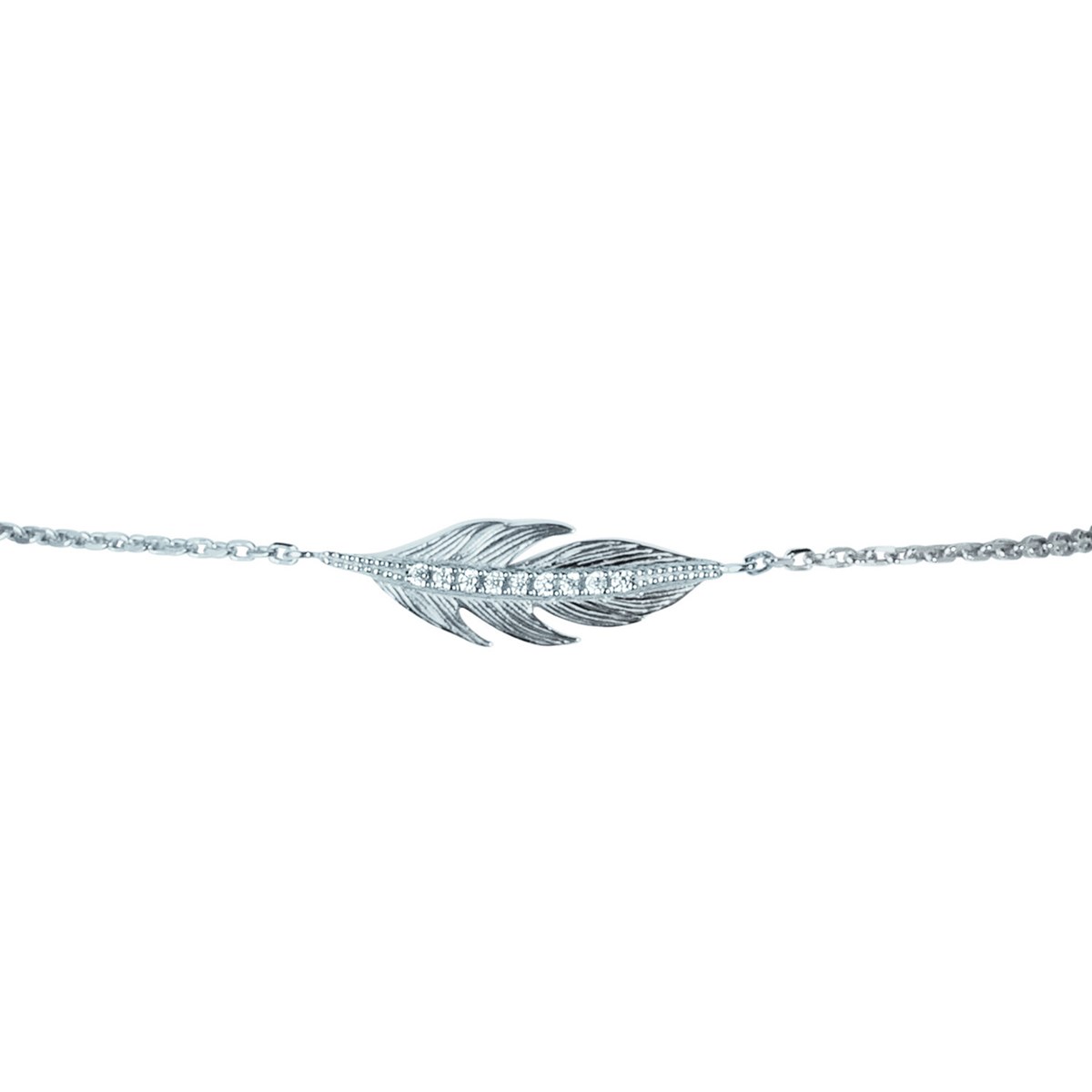 Bracelet Brillaxis argent plume empierrée